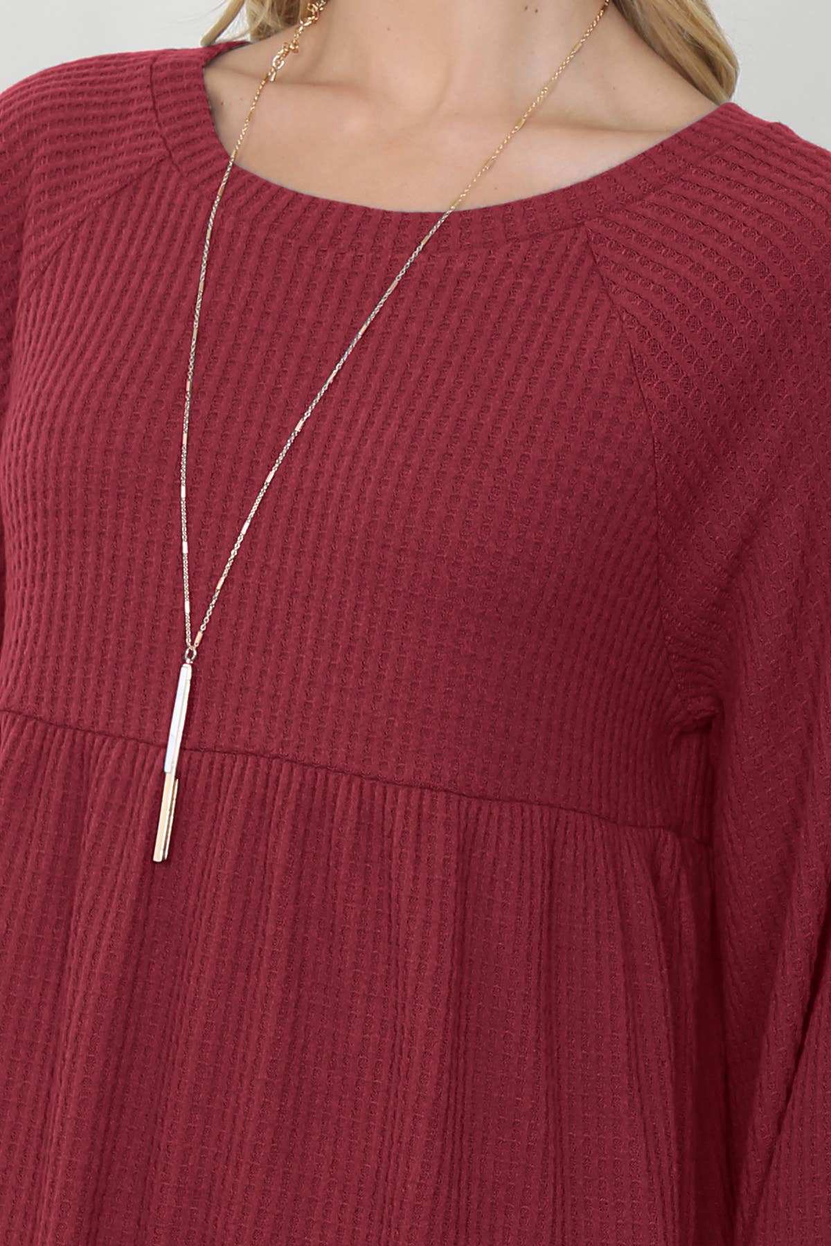 Baby Doll Long Sleeve Waffle Top