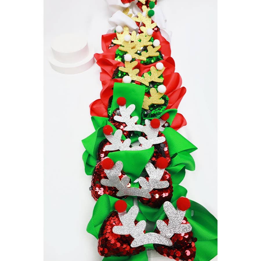 Christmas Theme Bow Clip Set: MIX COLOR / ONE