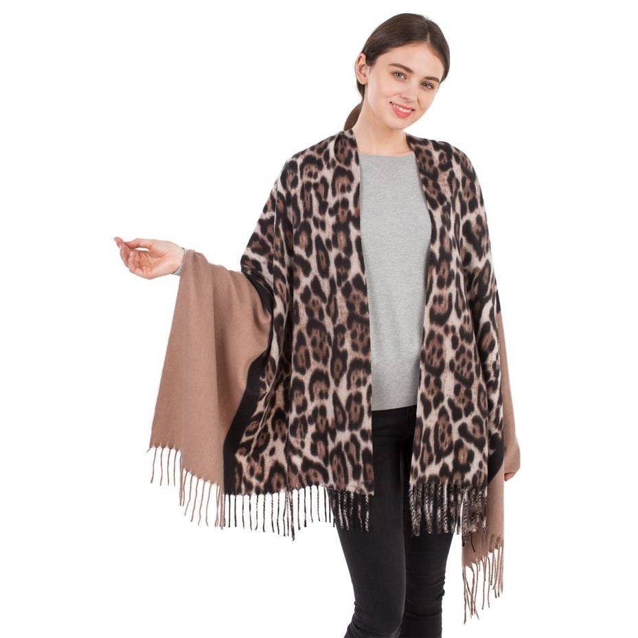 Rust / Leopard Print Scarf