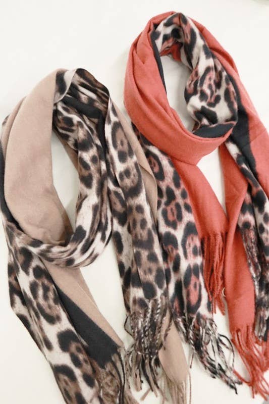 Rust / Leopard Print Scarf