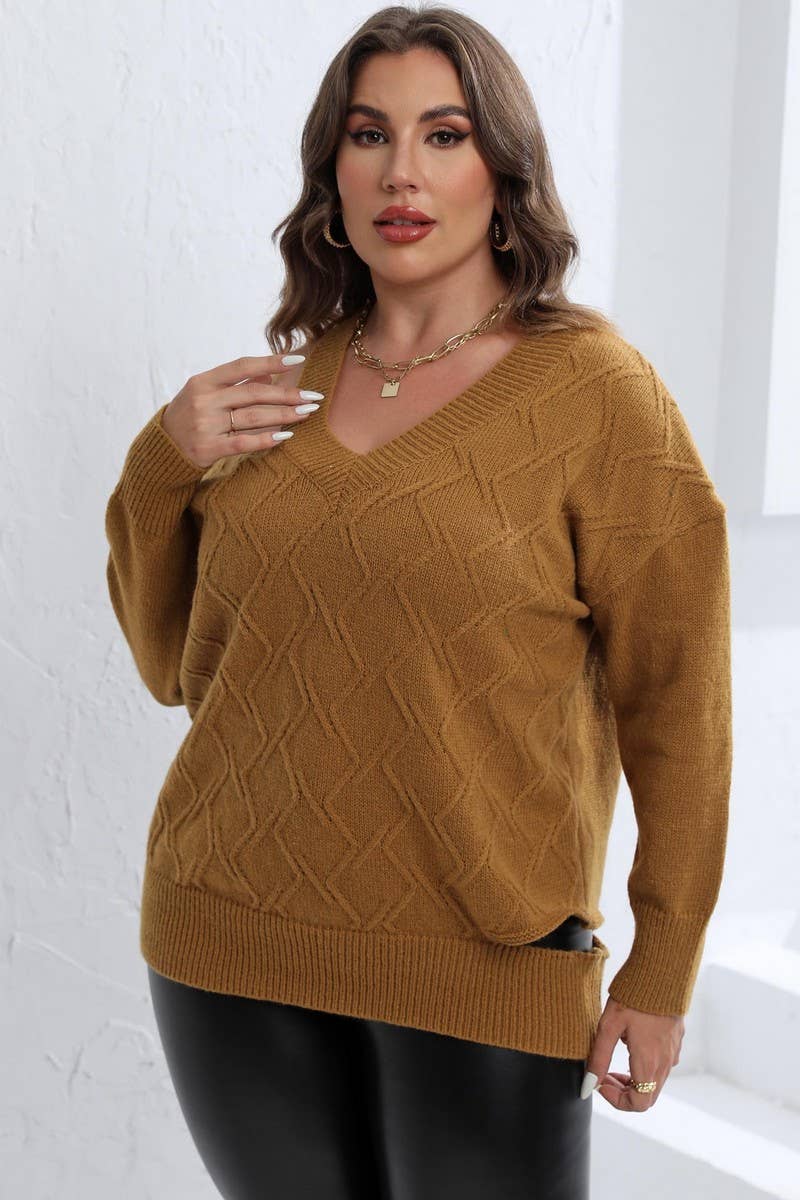 PLUS SIZE CABLE KNIT SWEATER