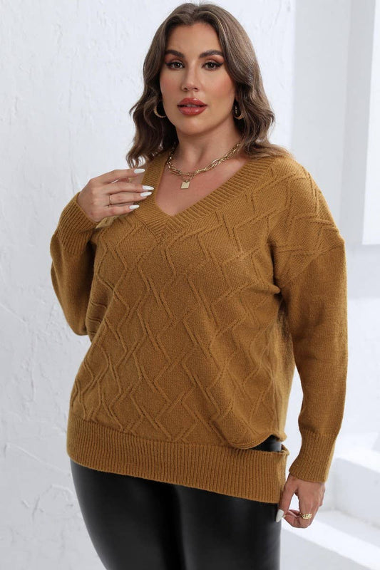 PLUS SIZE CABLE KNIT SWEATER