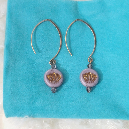 Purple Lotus Wire Wrapped Earrings