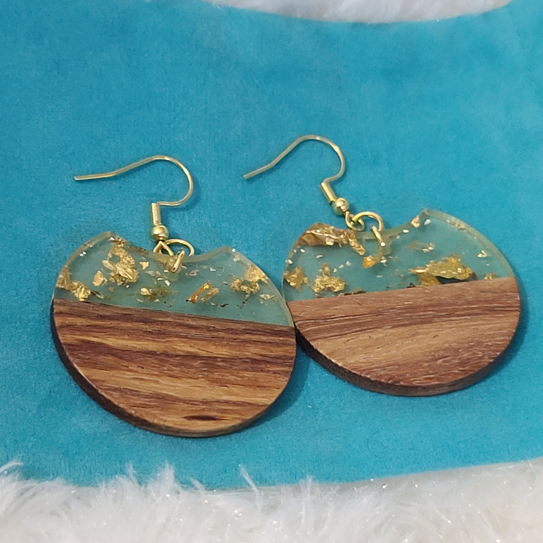 Golden Resin & Wooden Earrings