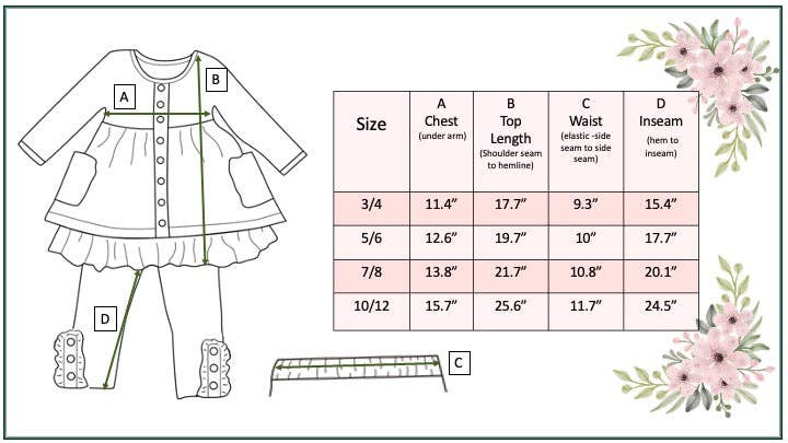 Girls Gingham Check Button Pocket Fall Pant Set