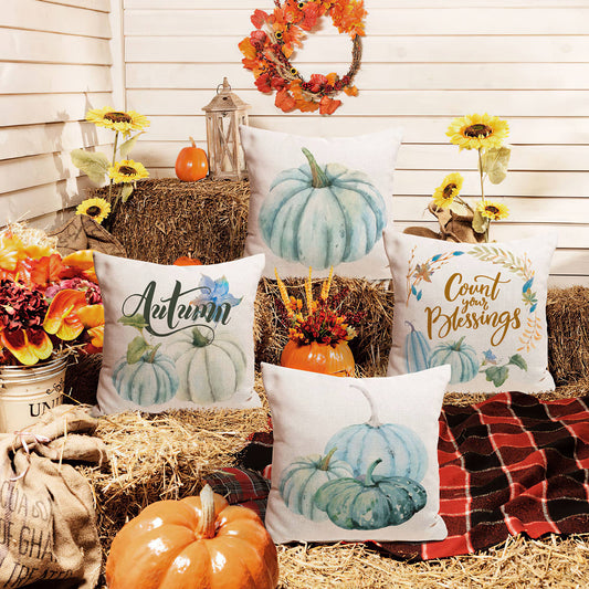 4PCS Fall Thanksgiving Pumpkin Pillow Cover