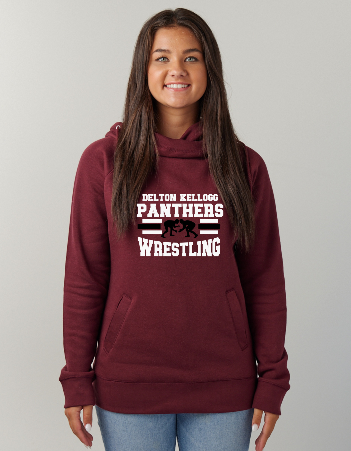 Ladies Classic Funnel Fleece Delton Kellogg Wrestling Pull Over Hooded