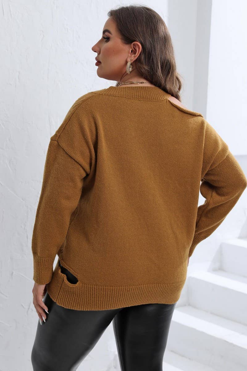 PLUS SIZE CABLE KNIT SWEATER