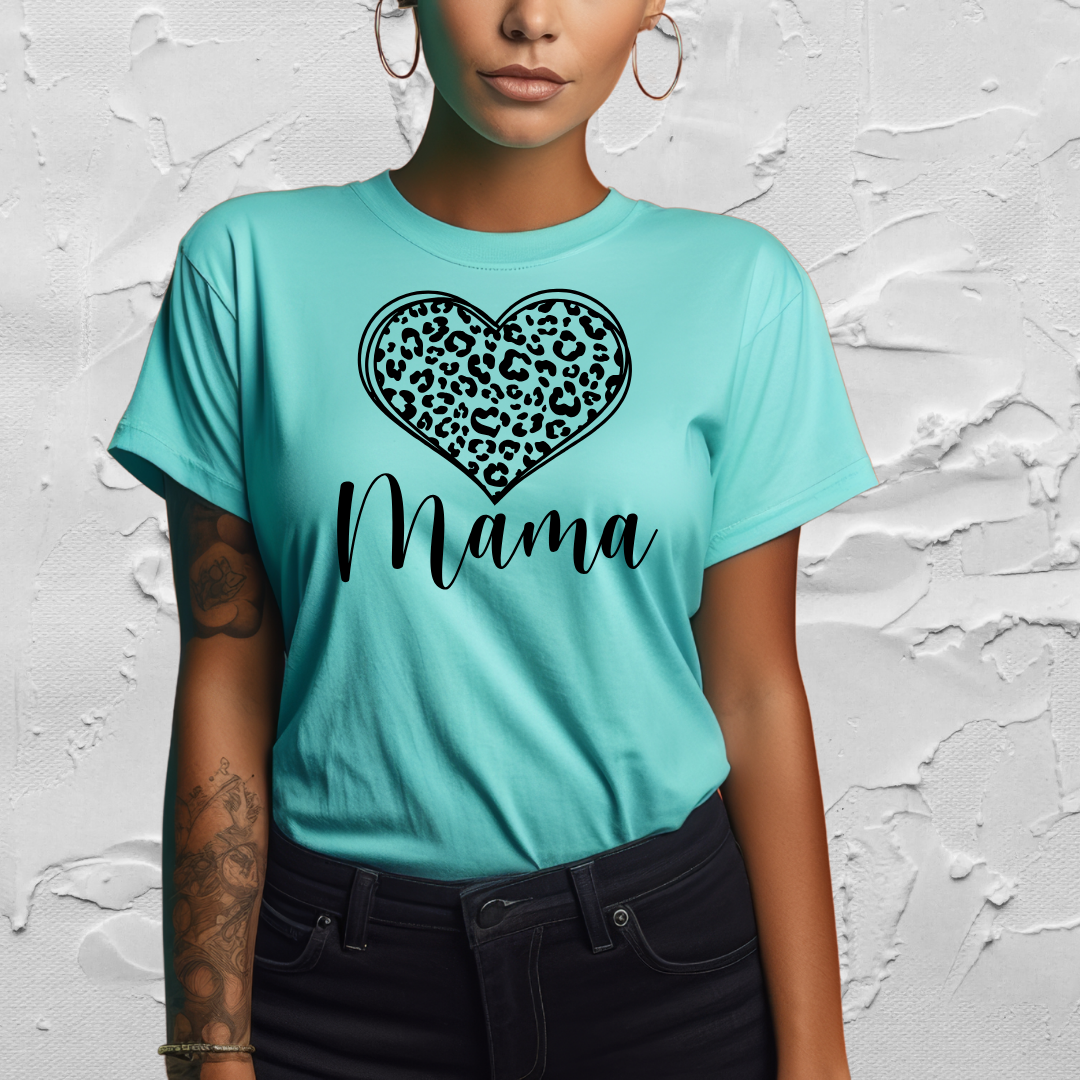 Mama with Animal Print Heart
