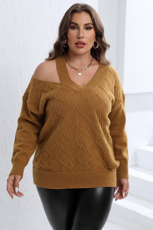 PLUS SIZE CABLE KNIT SWEATER