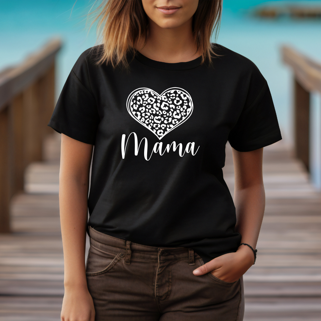 Mama with Animal Print Heart