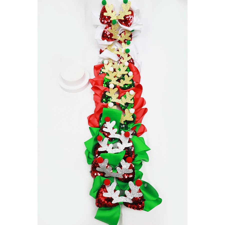 Christmas Theme Bow Clip Set: MIX COLOR / ONE