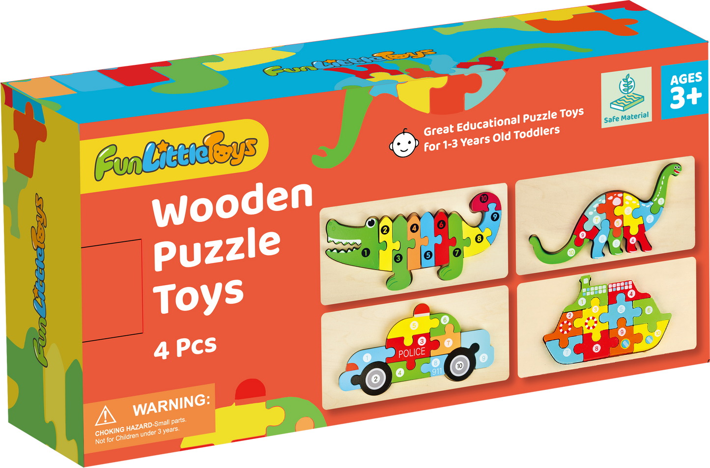 4-Pack Wooden Puzzles for Toddlers Age 2-4 Years Old
