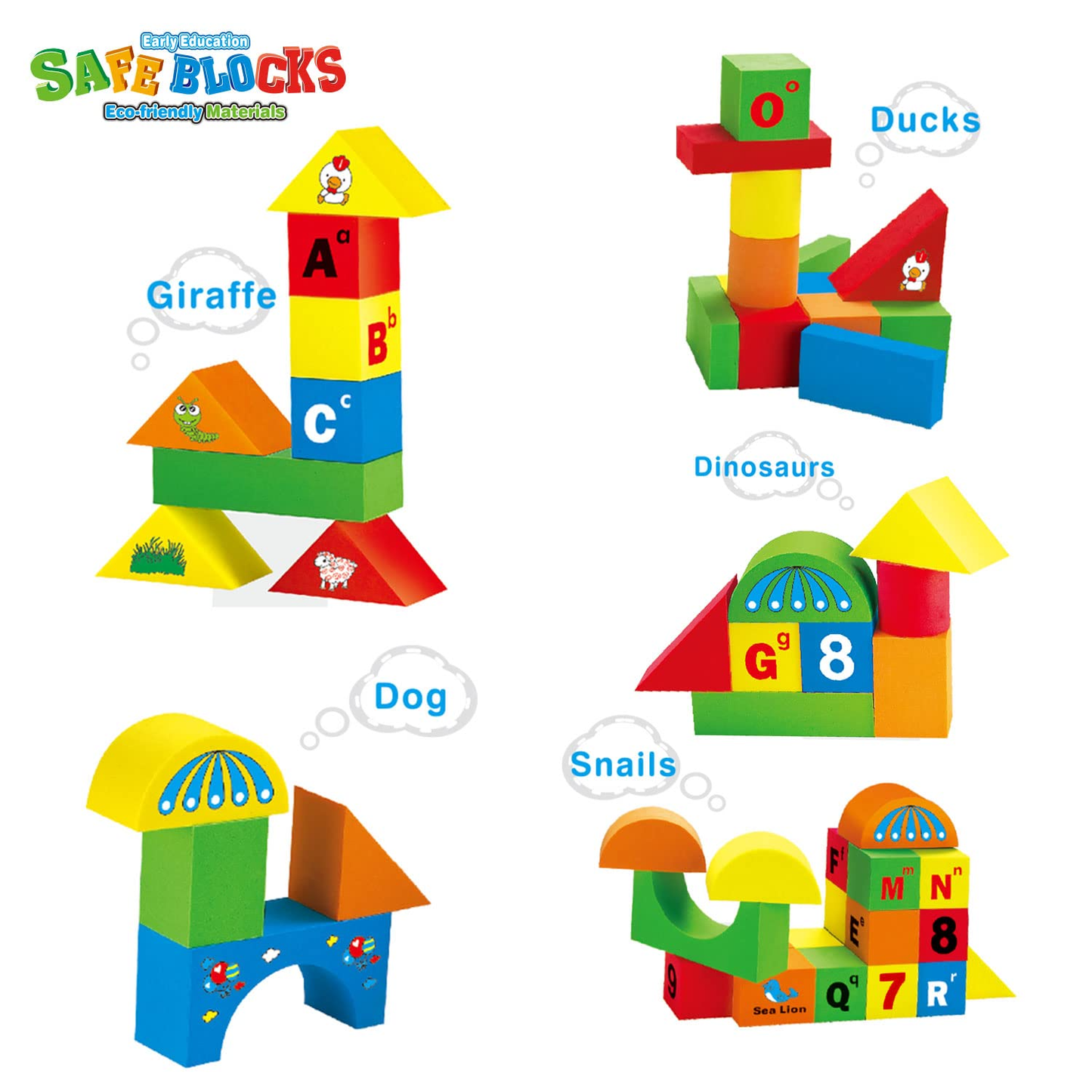 Montessori 108 Foam Building Blocks for Kids