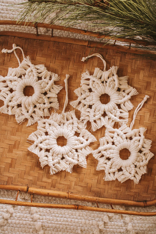 Boho Macrame Snowflake Ornament - Christmas Decor