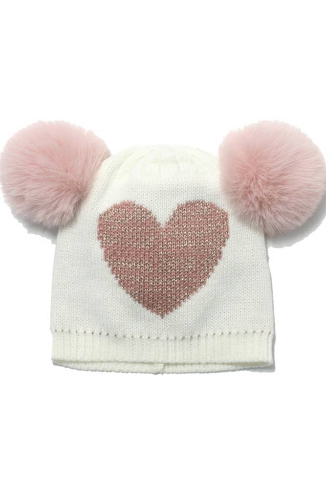 Gorro de pelo tejido con corazón