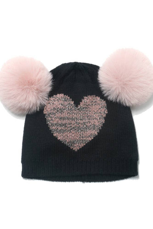Heart Knit Fur Beanie