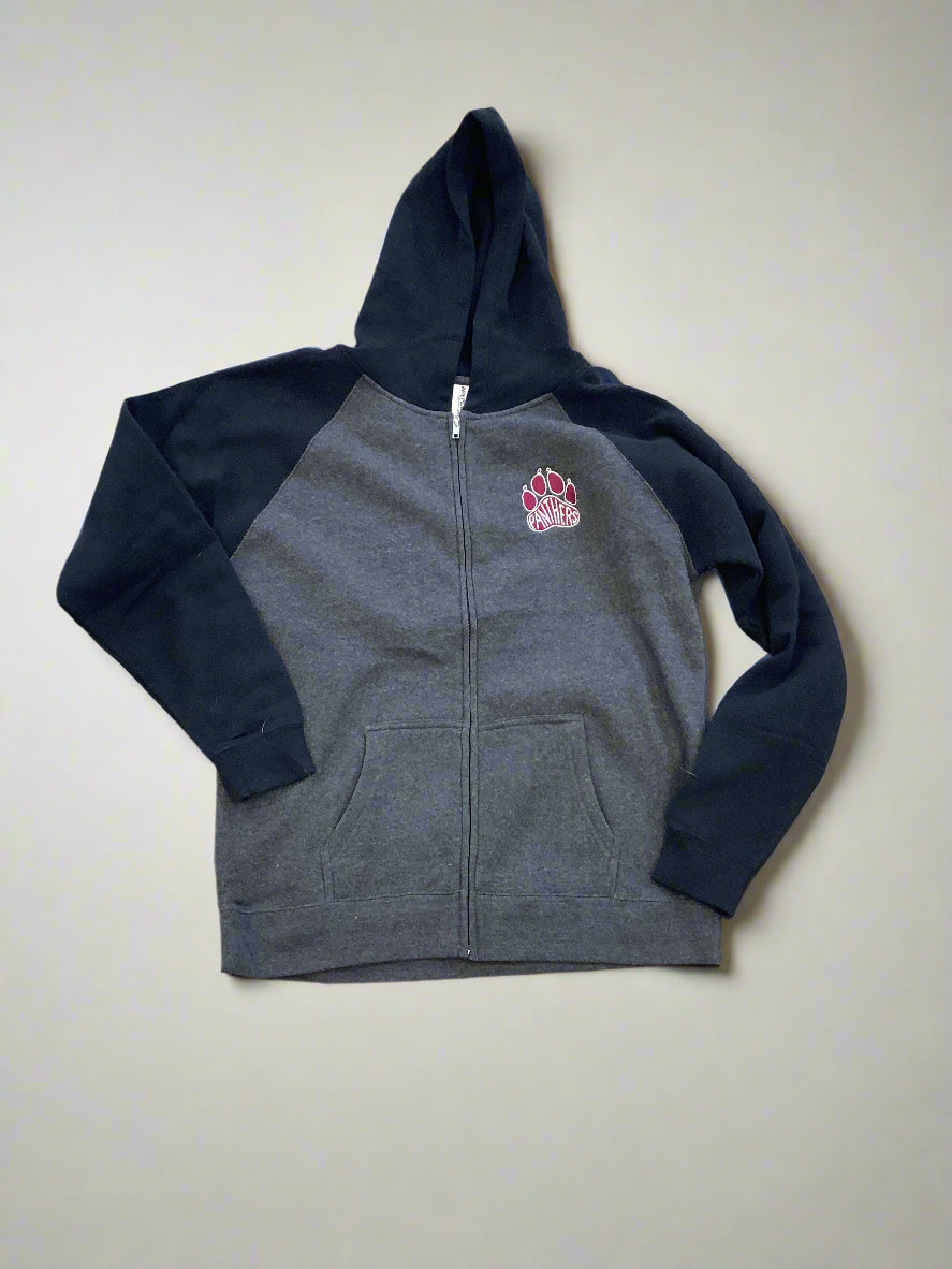 Panther Paw Zip Up Youth Hooded Sweatshirt