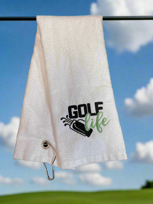 Golf Life - Golf Towel - Embroidered Golf Tri-Fold Towel
