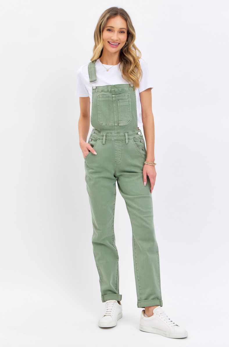 JUDY BLUE - GARMENT DYED OVERALL - BOYFRIEND - SAGE