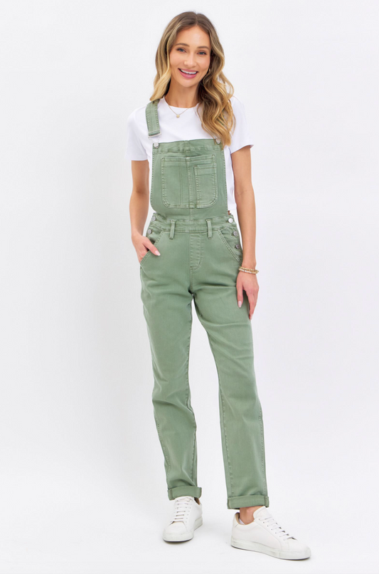 JUDY BLUE - GARMENT DYED OVERALL -  BOYFRIEND - SAGE