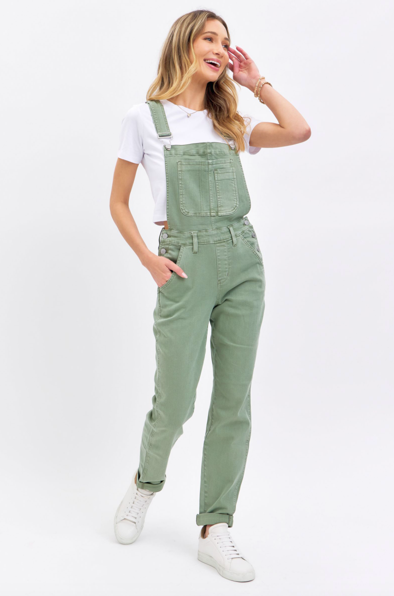 JUDY BLUE - GARMENT DYED OVERALL - BOYFRIEND - SAGE
