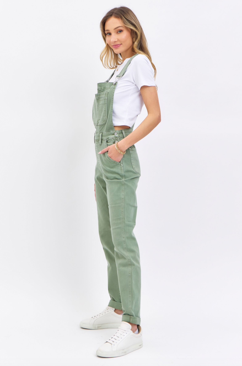 JUDY BLUE - GARMENT DYED OVERALL - BOYFRIEND - SAGE