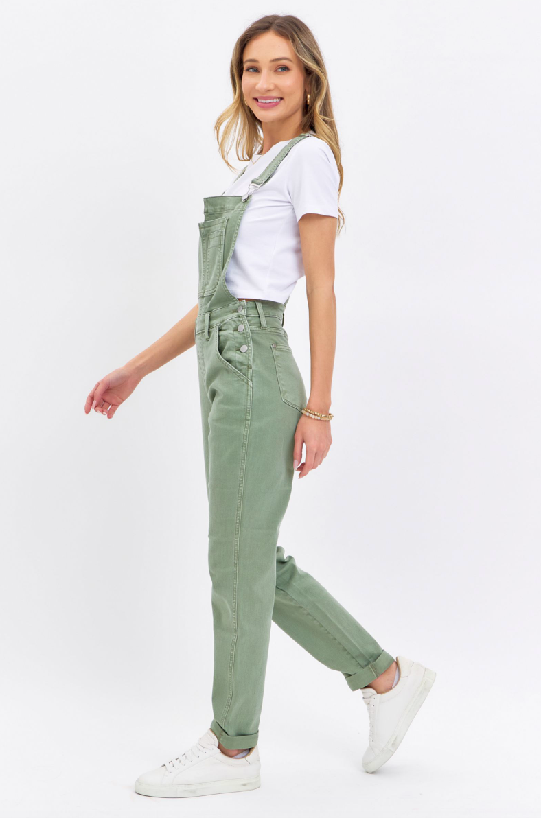 JUDY BLUE - GARMENT DYED OVERALL - BOYFRIEND - SAGE