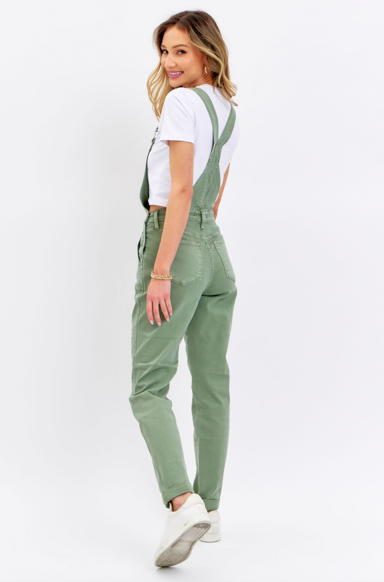 JUDY BLUE - GARMENT DYED OVERALL - BOYFRIEND - SAGE