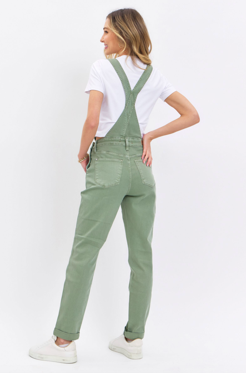 JUDY BLUE - GARMENT DYED OVERALL - BOYFRIEND - SAGE