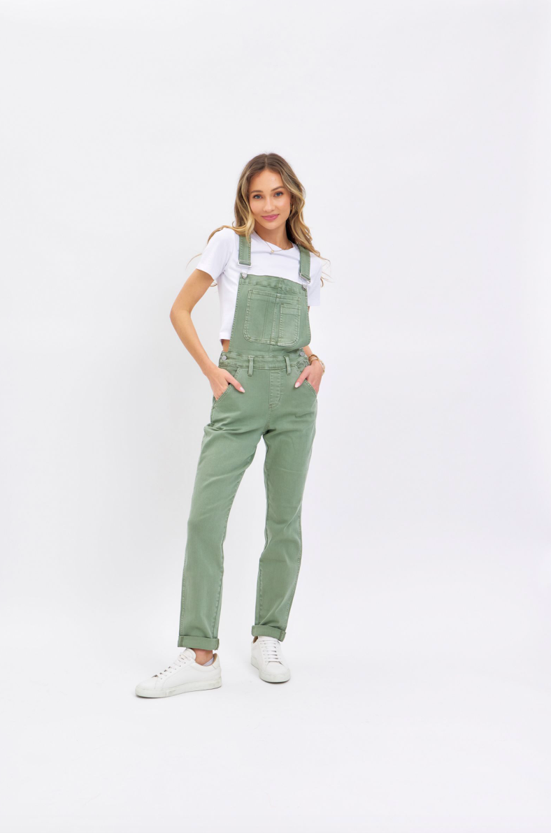 JUDY BLUE - GARMENT DYED OVERALL - BOYFRIEND - SAGE