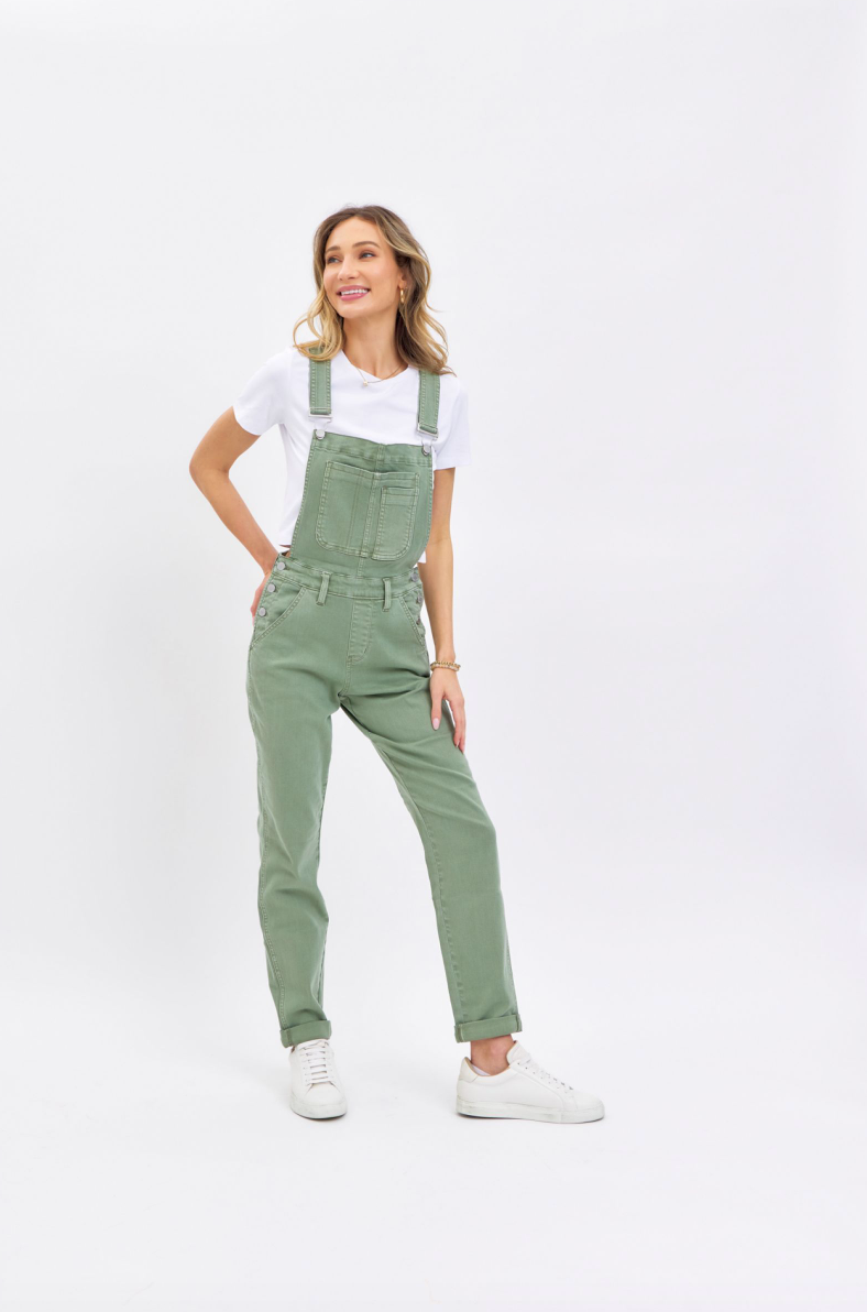 JUDY BLUE - GARMENT DYED OVERALL - BOYFRIEND - SAGE