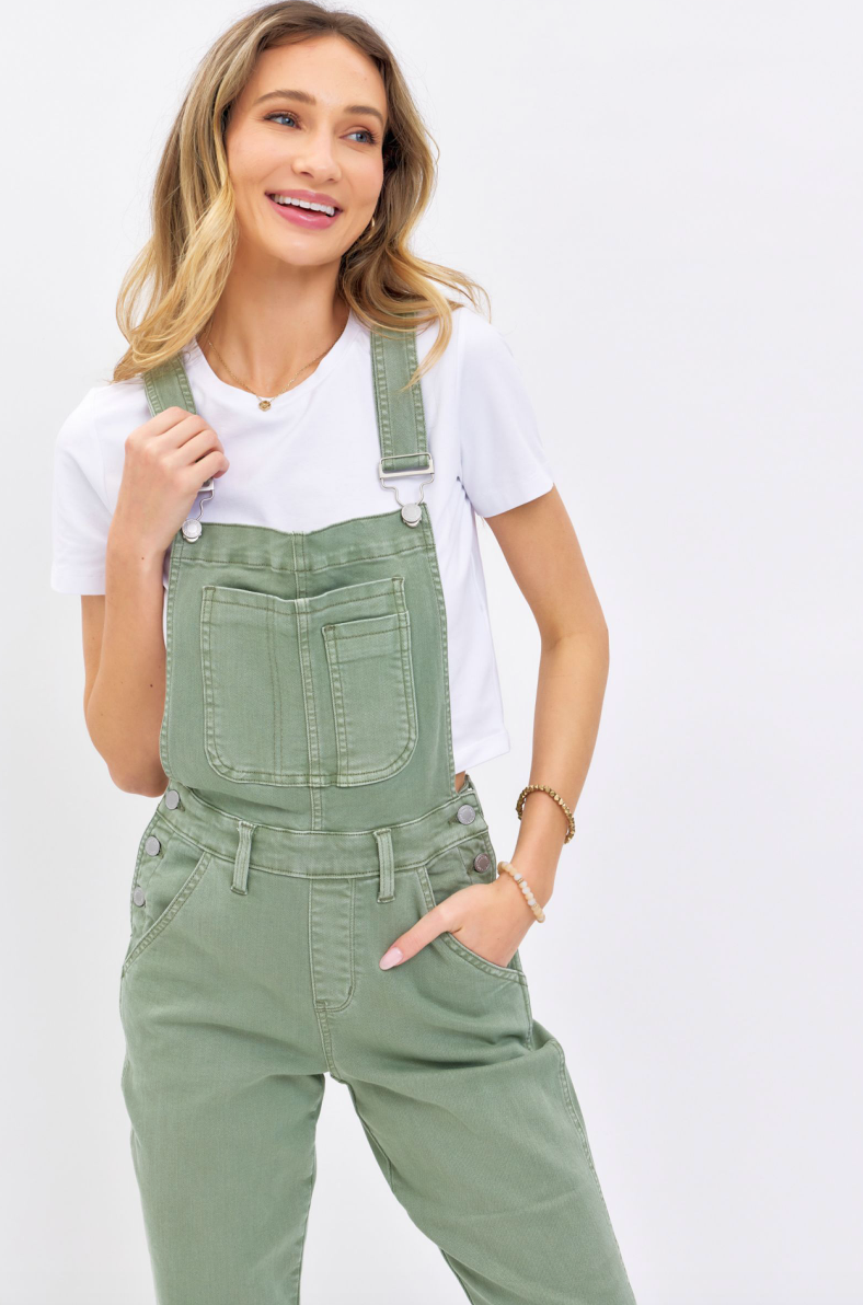 JUDY BLUE - GARMENT DYED OVERALL - BOYFRIEND - SAGE