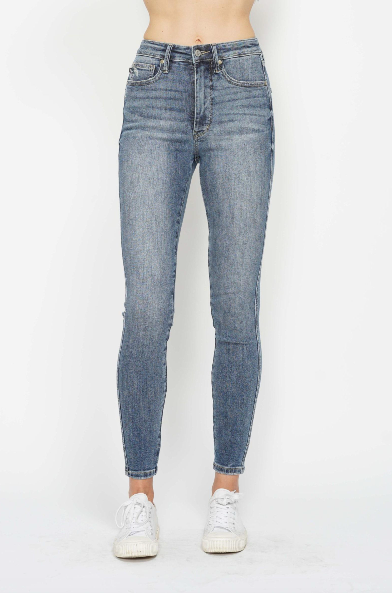 JUDY BLUE - High Waisted -  Tummy Control-  Contrast Wash Skinny