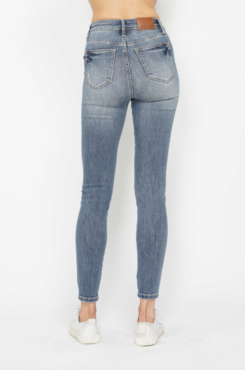 JUDY BLUE - High Waisted -  Tummy Control-  Contrast Wash Skinny