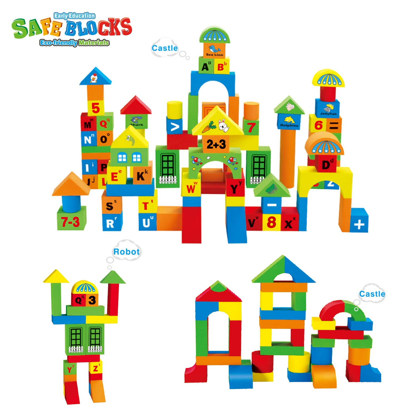 Montessori 108 Foam Building Blocks for Kids