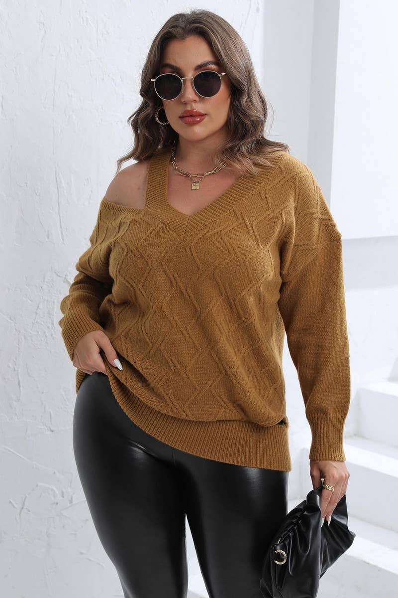 PLUS SIZE CABLE KNIT SWEATER