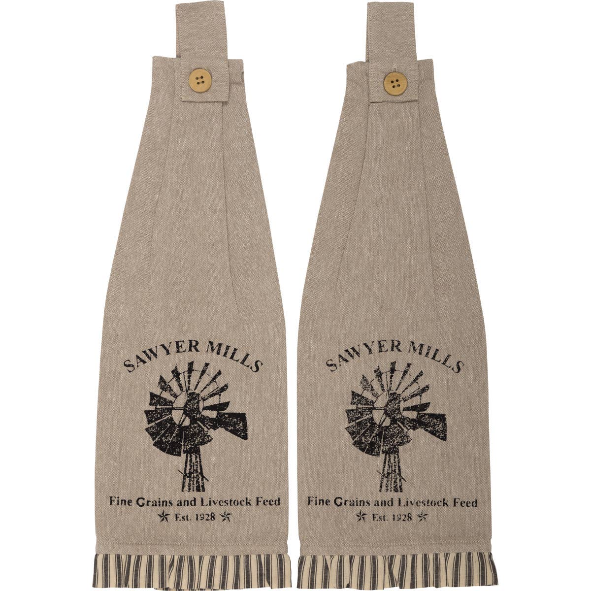 Sawyer Mill Charcoal Windmill Button Loop Kitchen Towel