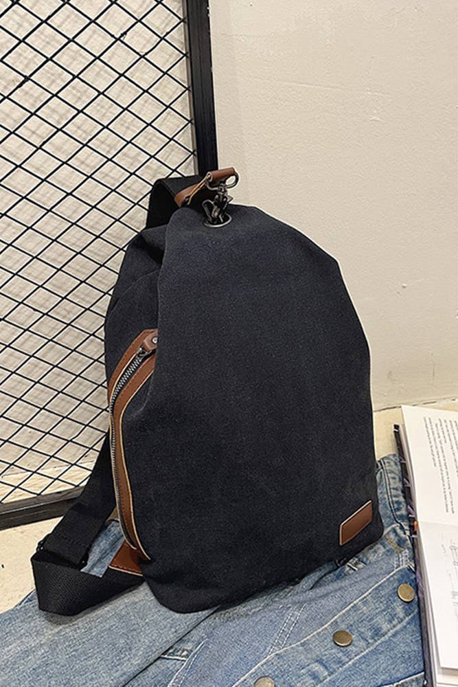 Plain Big Capacity Canvas Sling Bag