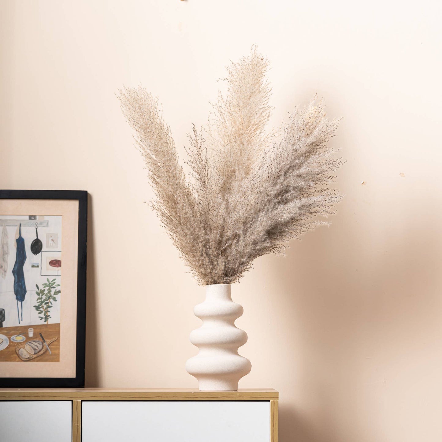 Ceramic Off White Vase, Pampas Vase for Nordic Decor