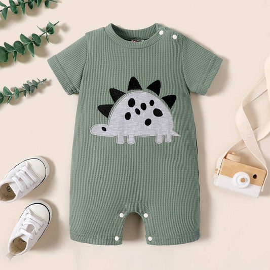 Dinosaur Embroidered Waffle Romper
