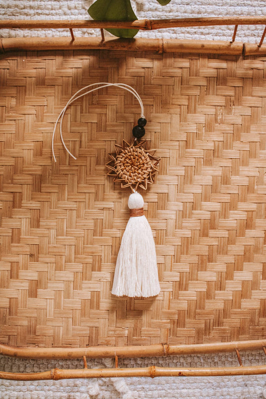 Rattan Oil Diffuser Car Charm / Boho Mini Macrame Hanging