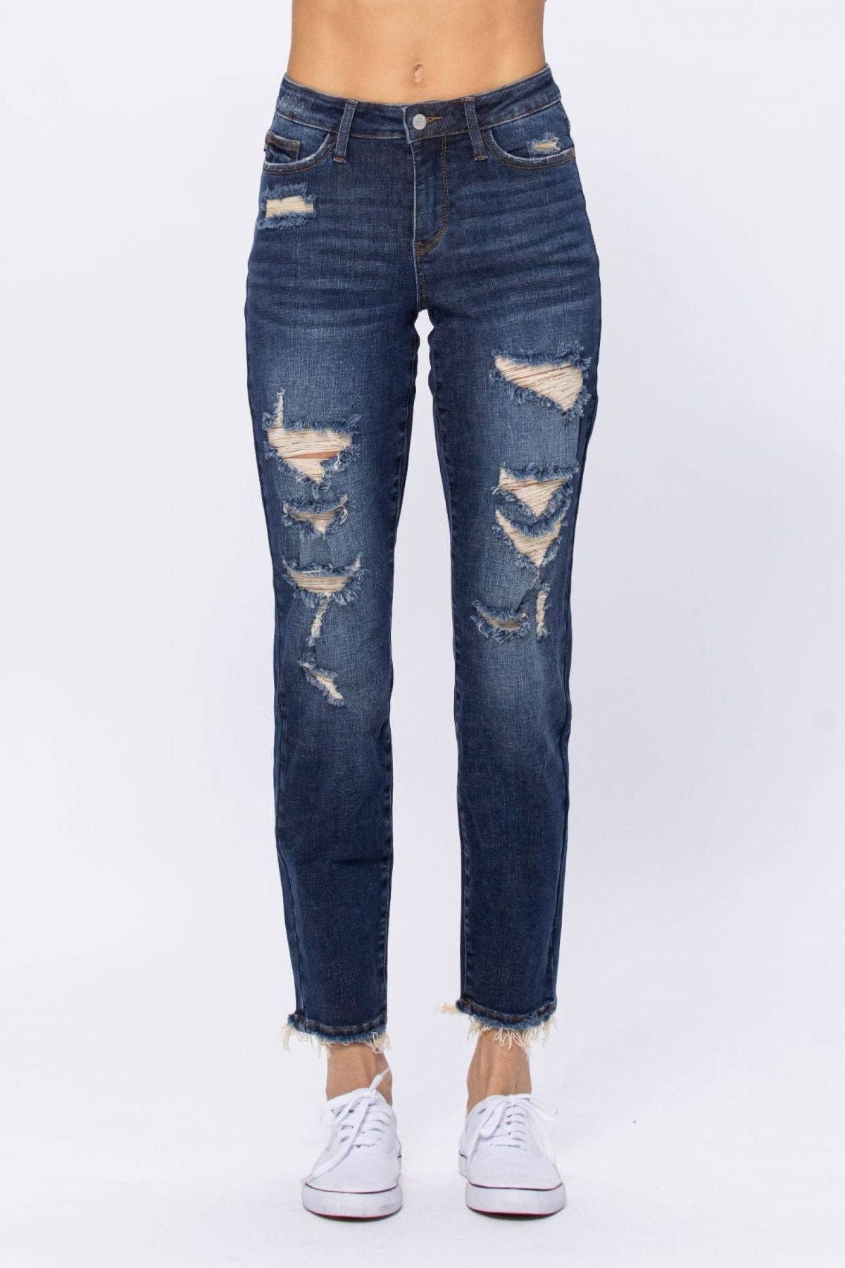 Judy Blue Distressed Boyfriend Jeans