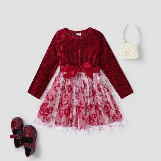 Girls Long Sleeve Red Dress