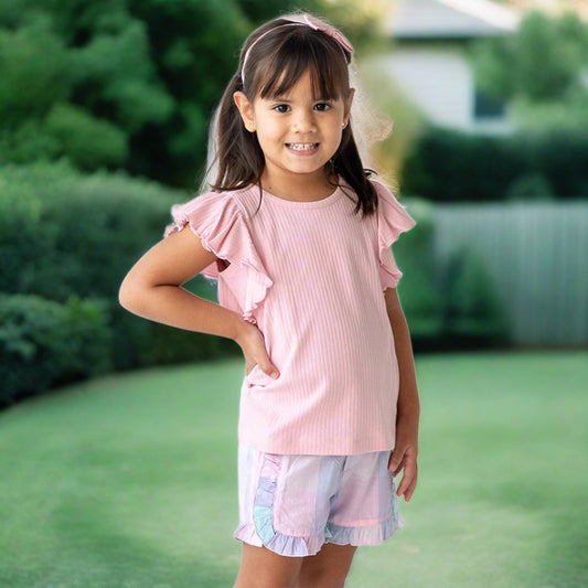 Girls Plaid Ruffle Shorts