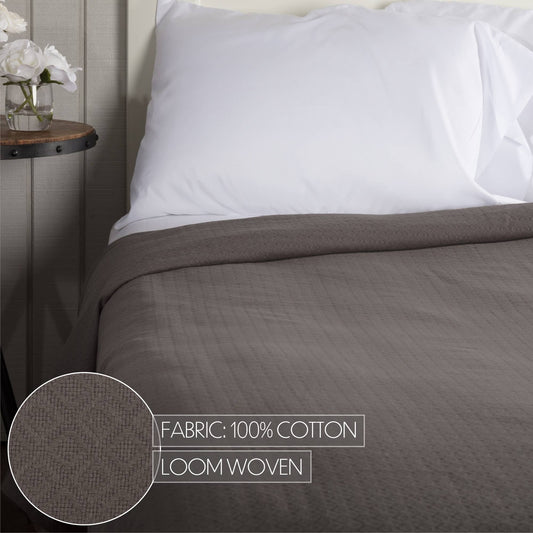 Serenity Grey Queen Cotton Woven Blanket 90x90