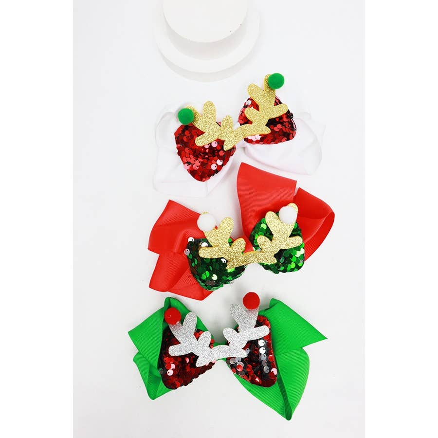 Christmas Theme Bow Clip Set: MIX COLOR / ONE