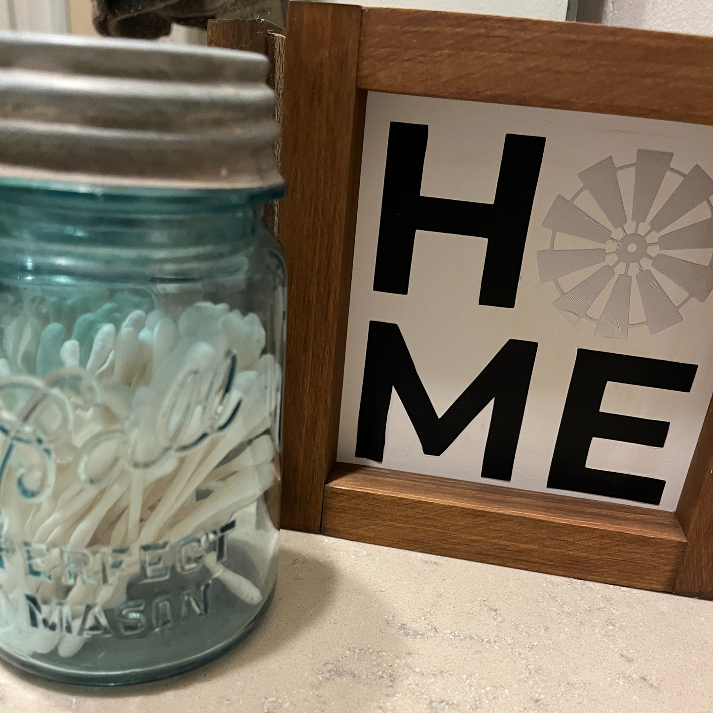 Rustic Home Wooden Sign with Windmill