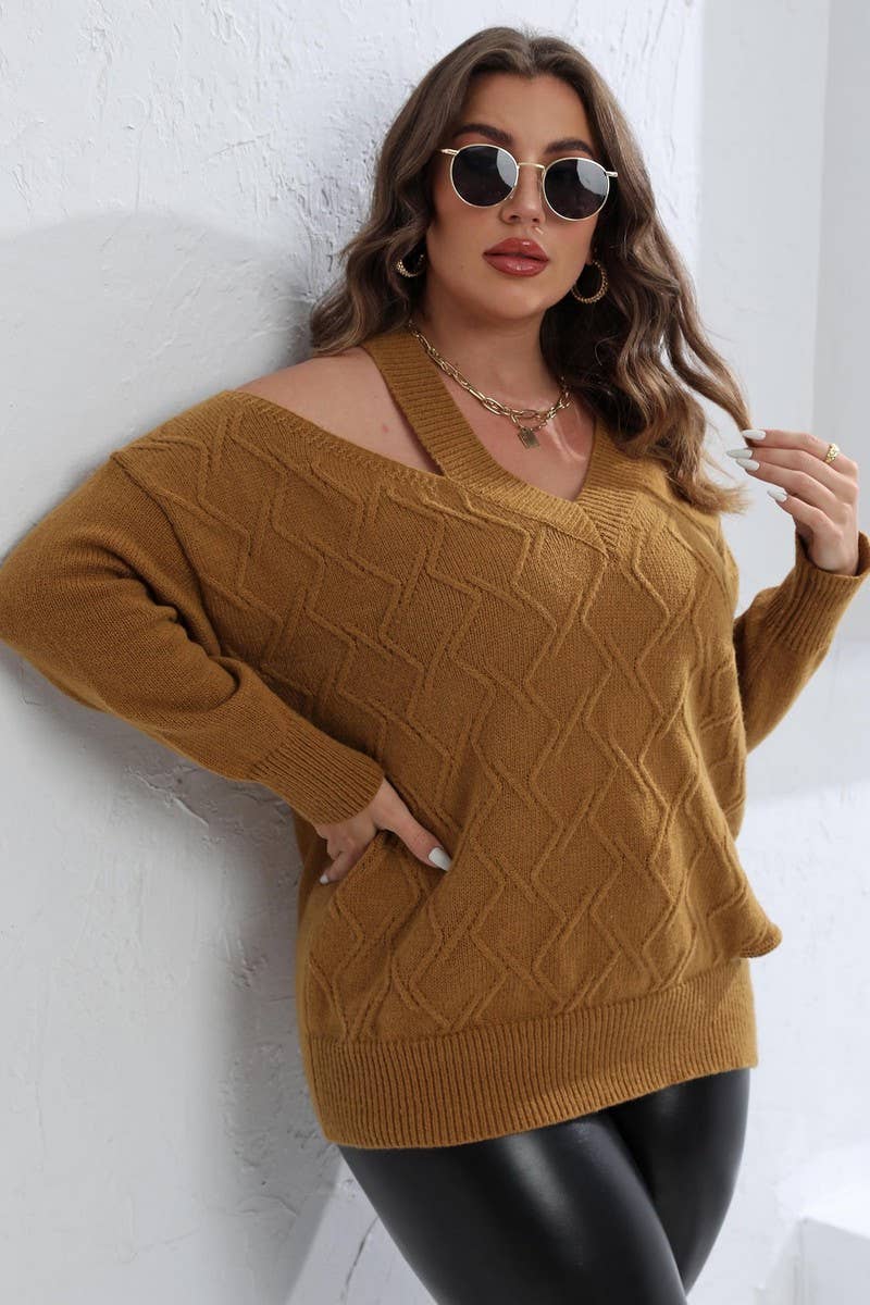 PLUS SIZE CABLE KNIT SWEATER