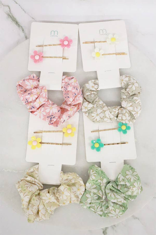 Flower Bobby Pin and Scrunchie Set